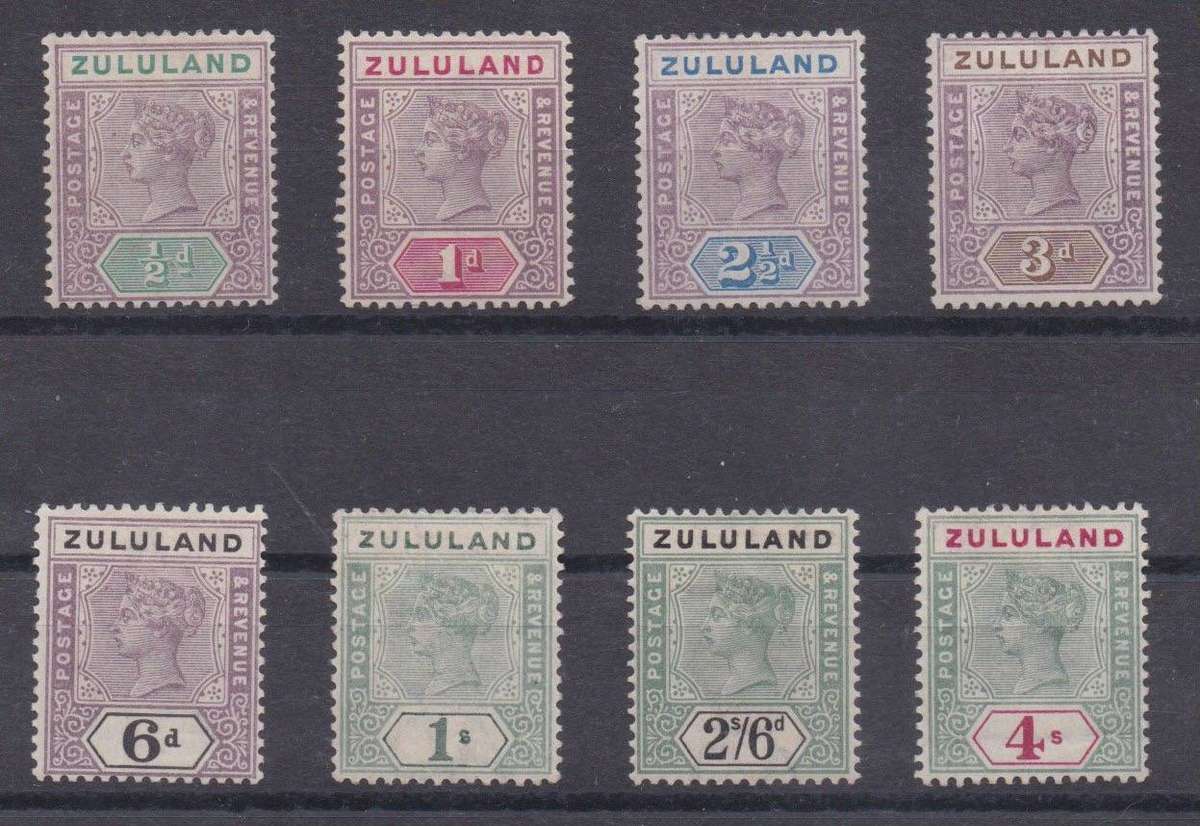 Zululand 1894 set of 8 to 4s  fine mint