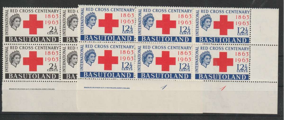 Basutoland 1963 Red Cross Imprint & control blocks of 6 very fine unmounted mint