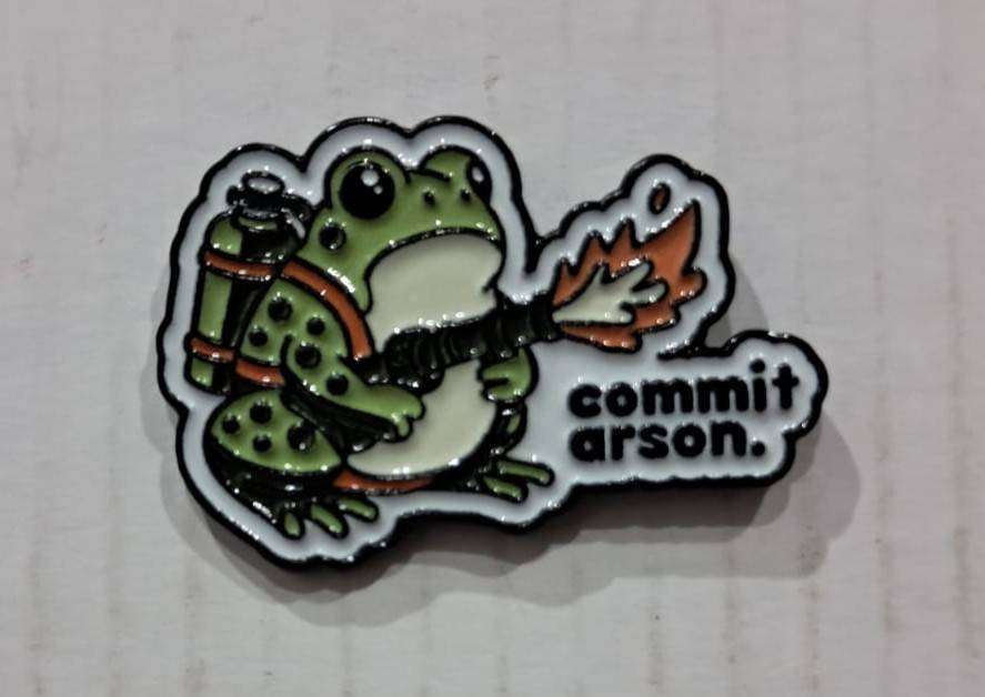 Enamel Metal Pin Badge Arson Frog