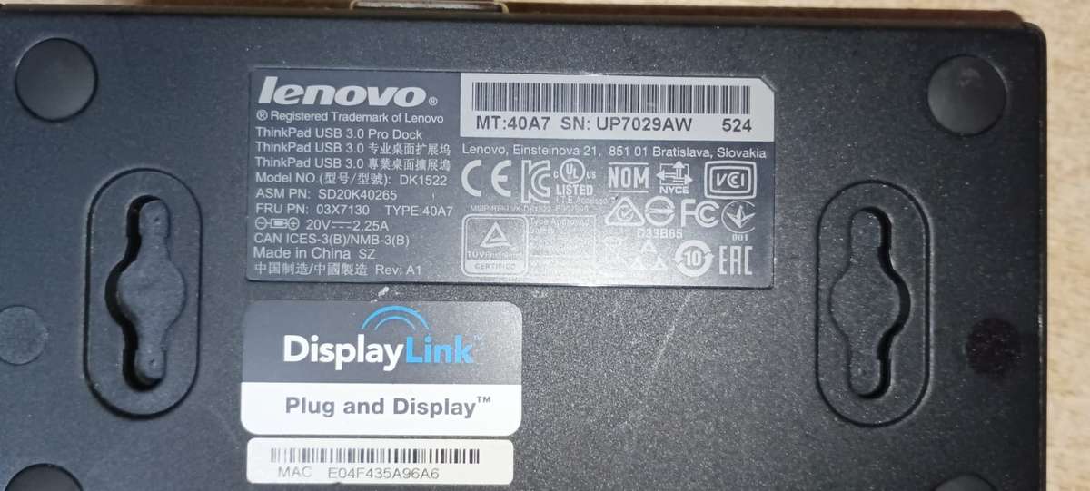 Lenovo Pro Dock USB 3 MT 40A7
