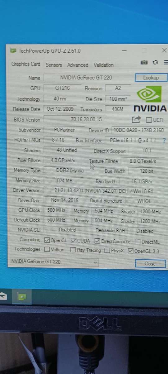 Nvidia Geforce GT 220 1GB  DDR2 PCI-E