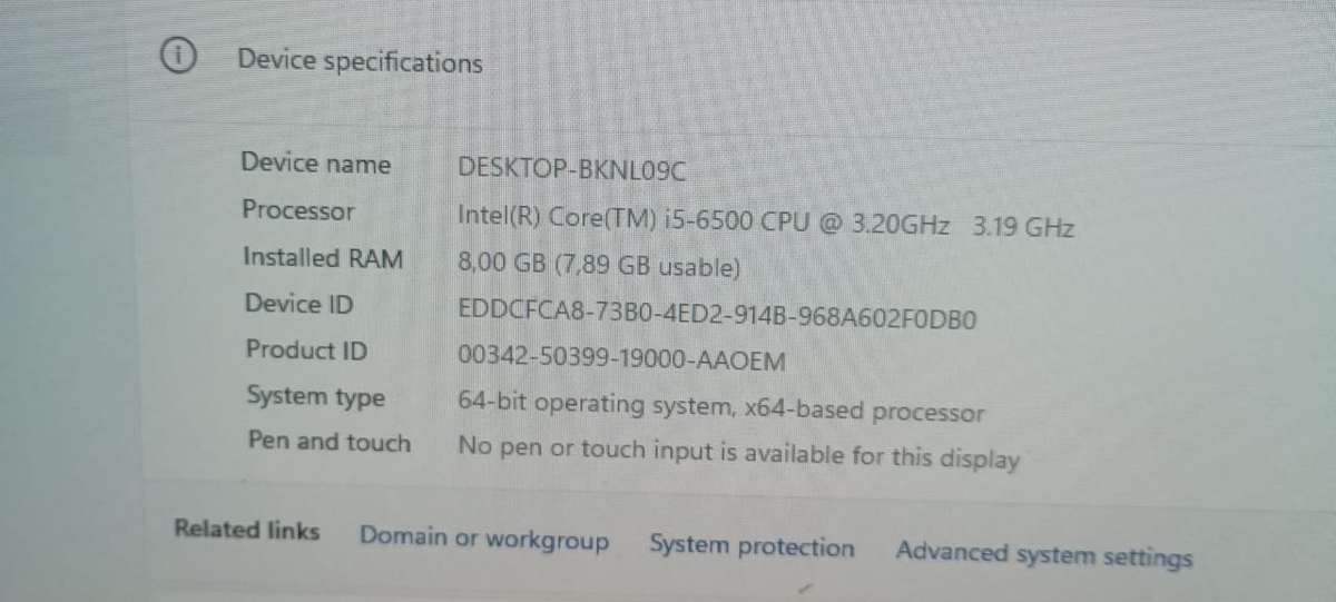 All in One Lenovo I5  6th gen
