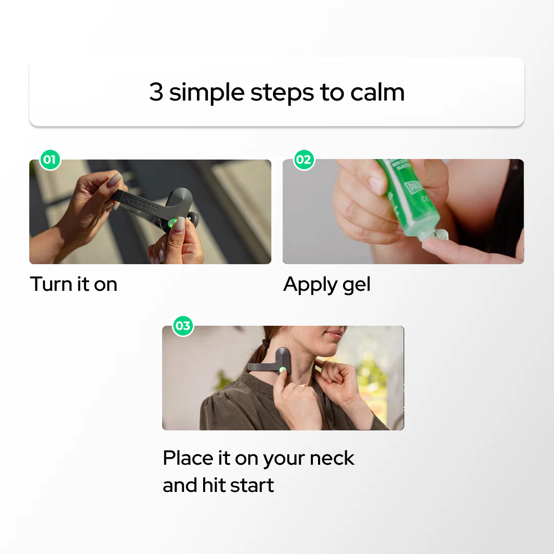 Biohacking VNS Anxiety Relief Wearable - Pulsetto Vagus Nerve Stimulator + Travel Case