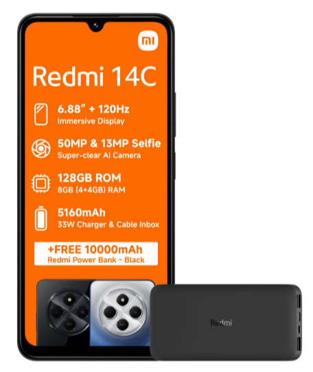 BRAND NEW, SEALED 128GB Xiaomi Redmi 14C Dual Sim PHONE WITH 24 MONTH WARRANTY & FREE POWERBANK
