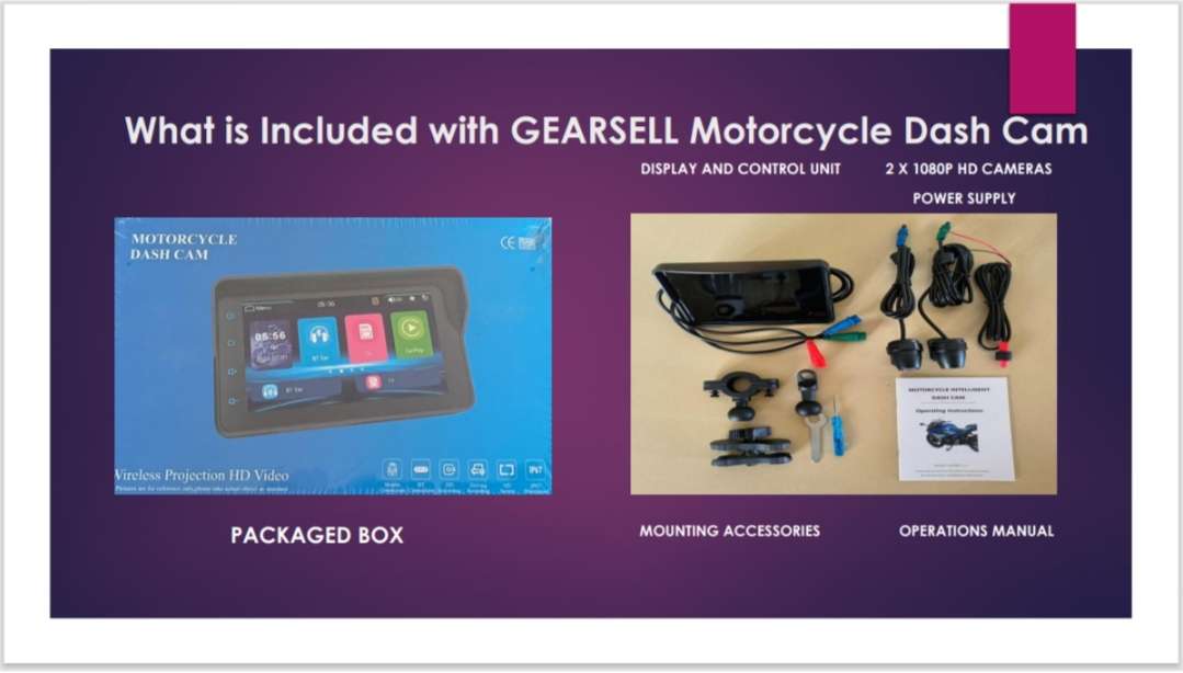 Motorcycle Front and Rear Dashcam  Recording, Navigation and Tyre Pressure Monitoring System
