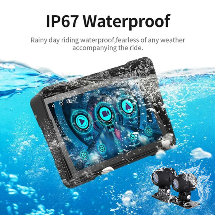 Motorcycle Front and Rear Dashcam  Recording, Navigation and Tyre Pressure Monitoring System