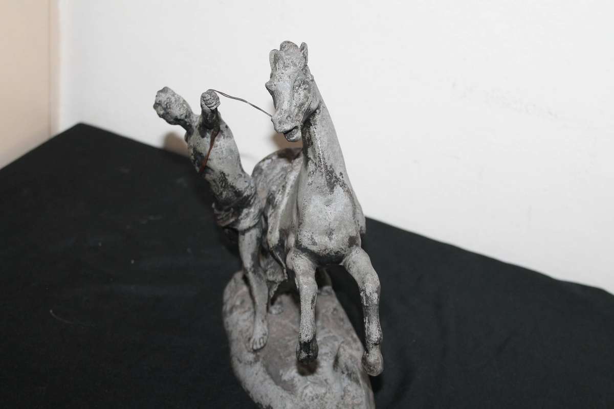 Metal Statue on Wooden Base No 2