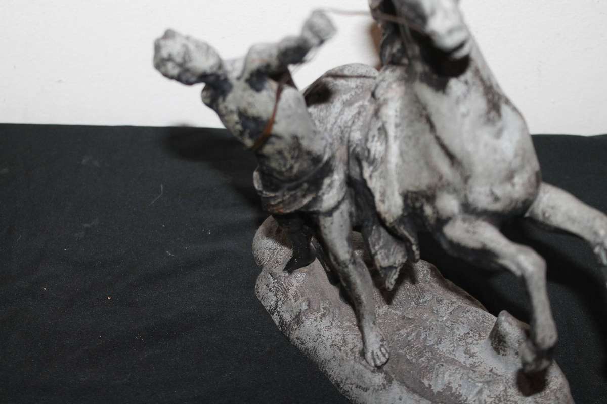 Metal Statue on Wooden Base No 2