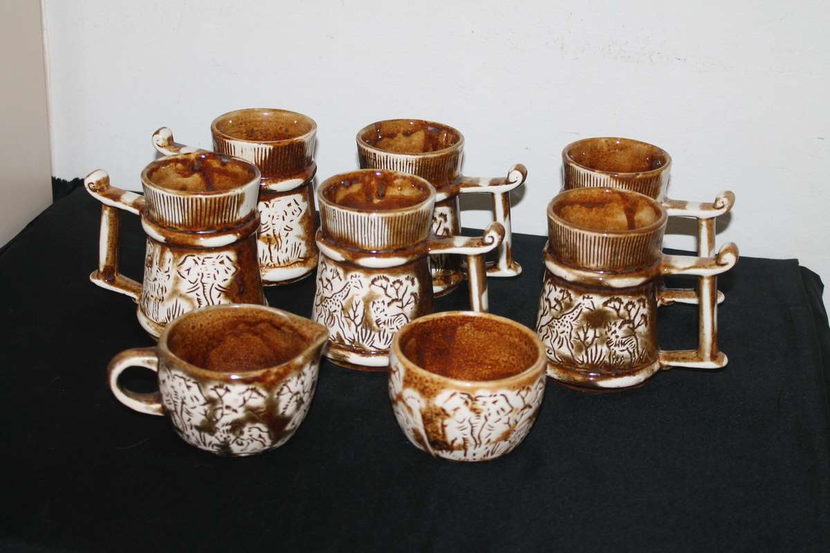 Vintage Crescent 6 Coffee Mugs (Kruger Park Theme)