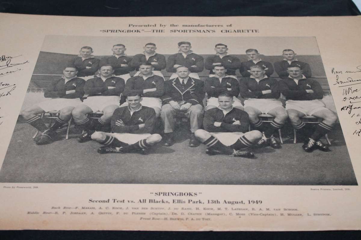 Second Test vs All Blacks, Ellis Park 12 August 1949 On Hard Cardboard