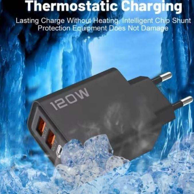 120W MAX Fast Charger with 2 USB-C  PD and 2 USB-A QC3.0   Ports