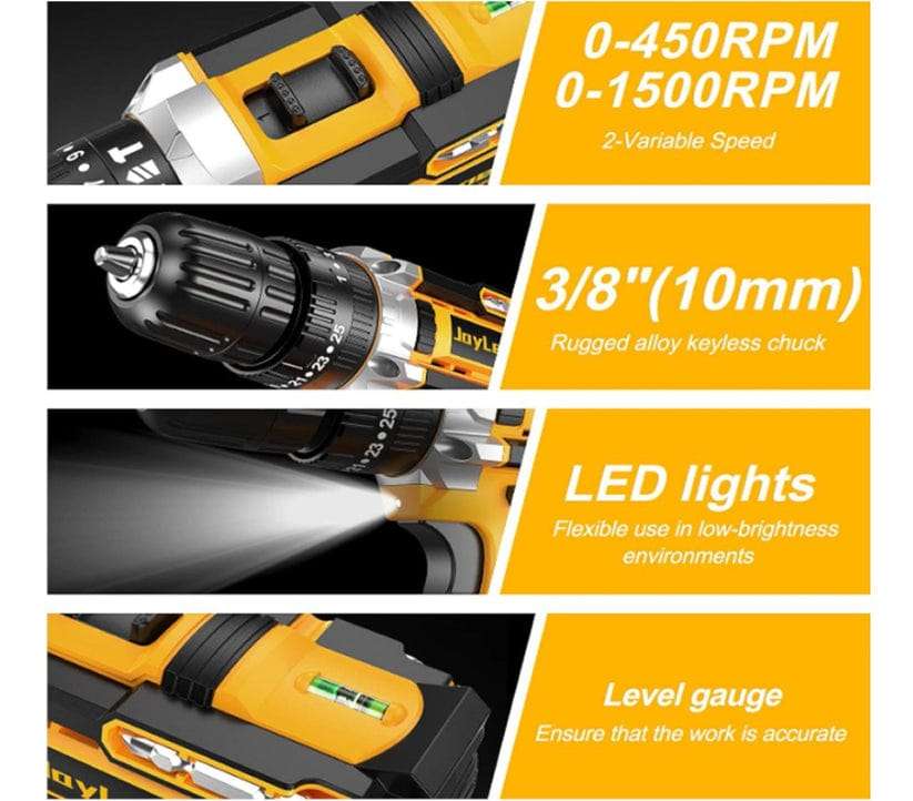 Rechargeable Lithium-Ion Hammer Drill and Screwdriver Set 21V