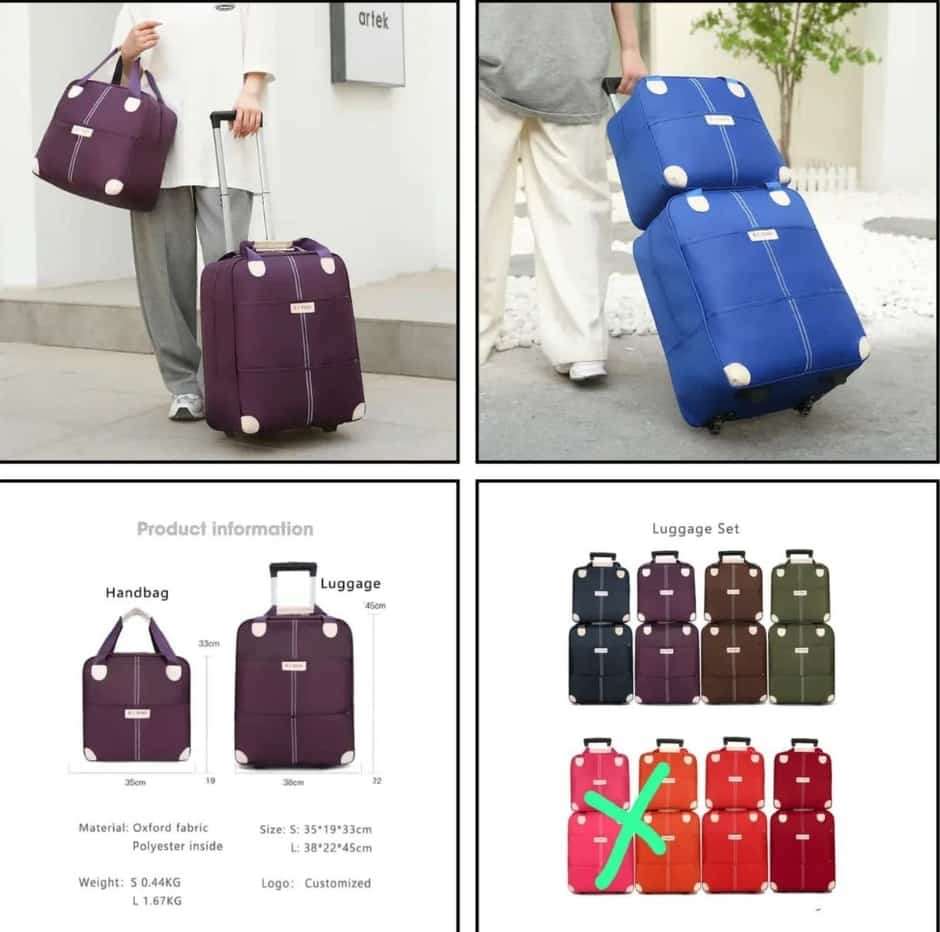 Wheeled Oxford Cloth Luggage, Hand Washable - Multipurpose Suitcase Set