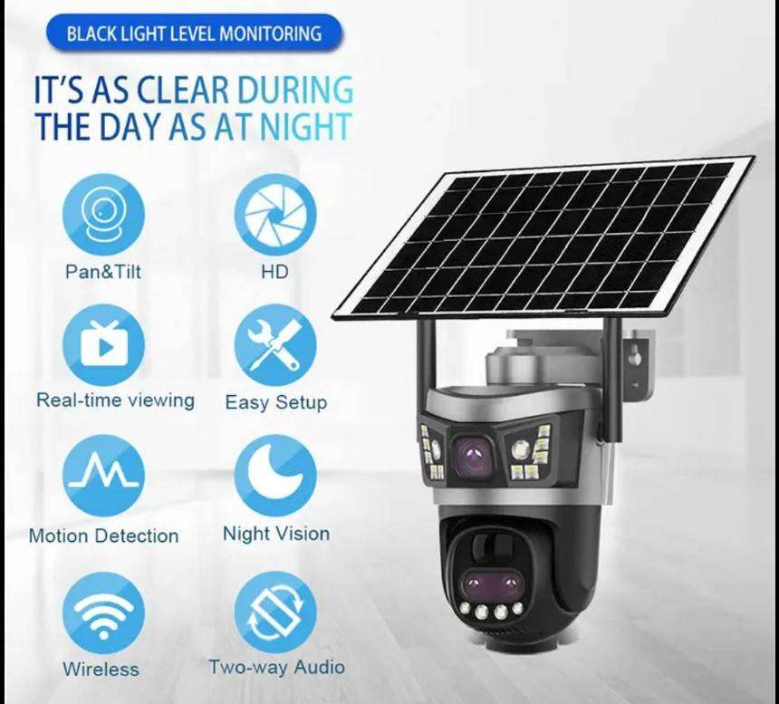 4G Outdoor Solar Camera with Dual Lens - V380 Pro App