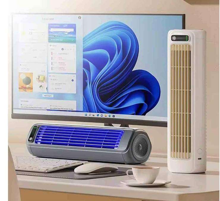 Portable Wireless Air Conditioner Fan - Rechargeable - Gray