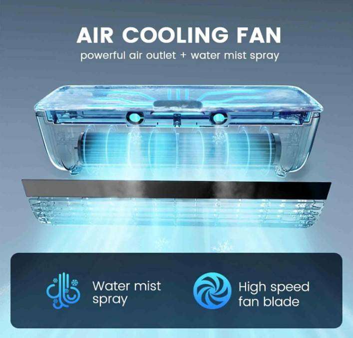 Portable Wireless Air Conditioner Fan - Rechargeable - Gray