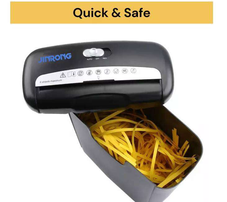 5-6 Sheet Strip Cut Paper and Credit Card Shredder for Business & Home Office Use with Paper Reverse