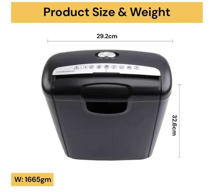 5-6 Sheet Strip Cut Paper and Credit Card Shredder for Business & Home Office Use with Paper Reverse