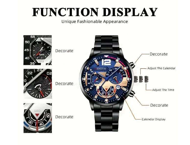 Geneva Stainless Men's Watch - Alloy Steel Band