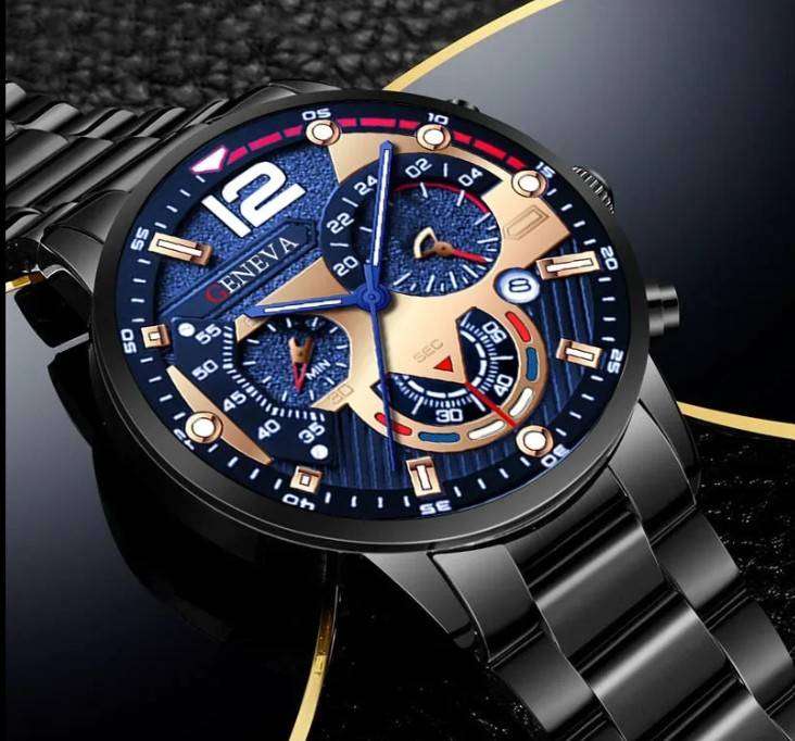 Geneva Stainless Men's Watch - Alloy Steel Band