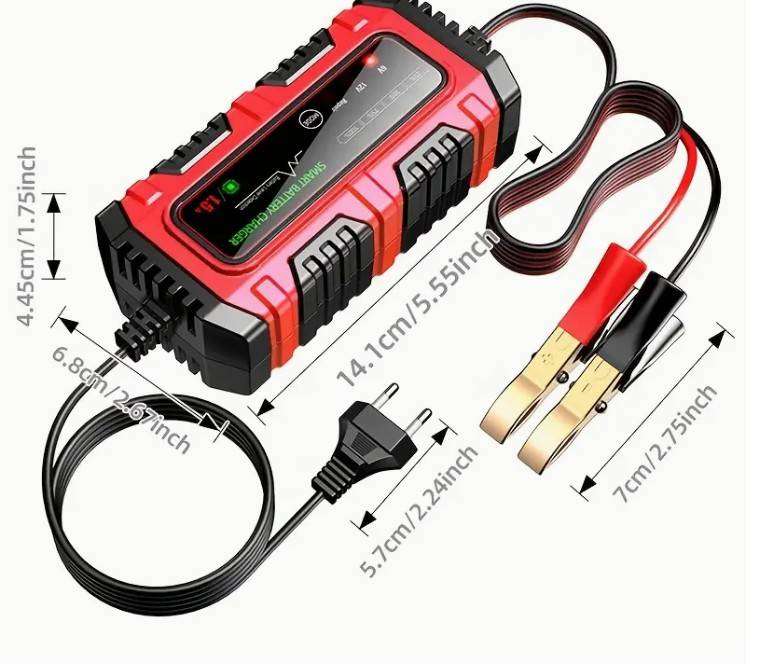 6V 12V 1.5A Automatic Intelligent Recognition Battery Charger - Yellow