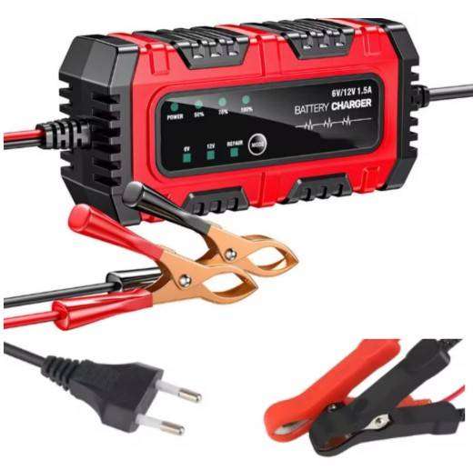 6V 12V 1.5A Automatic Intelligent Recognition Battery Charger - Yellow