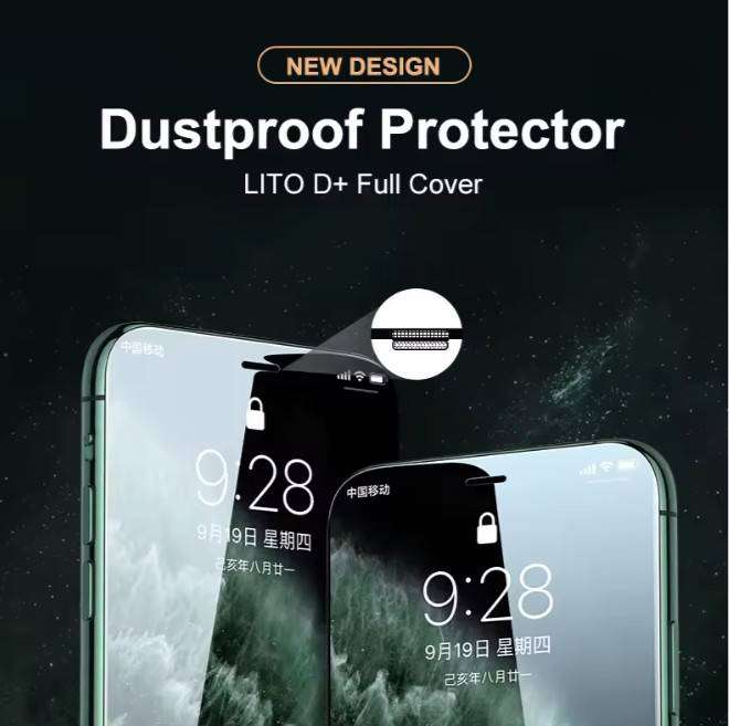 LITO D+ Dustproof Tempered Glass Screen Protector For iPhone 11 Pro Max-Black Edge