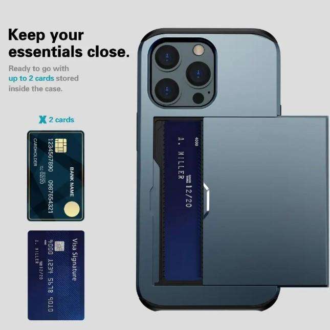 Phone Case For iPhone 7 or 8 Plus With Card Slot-Blue