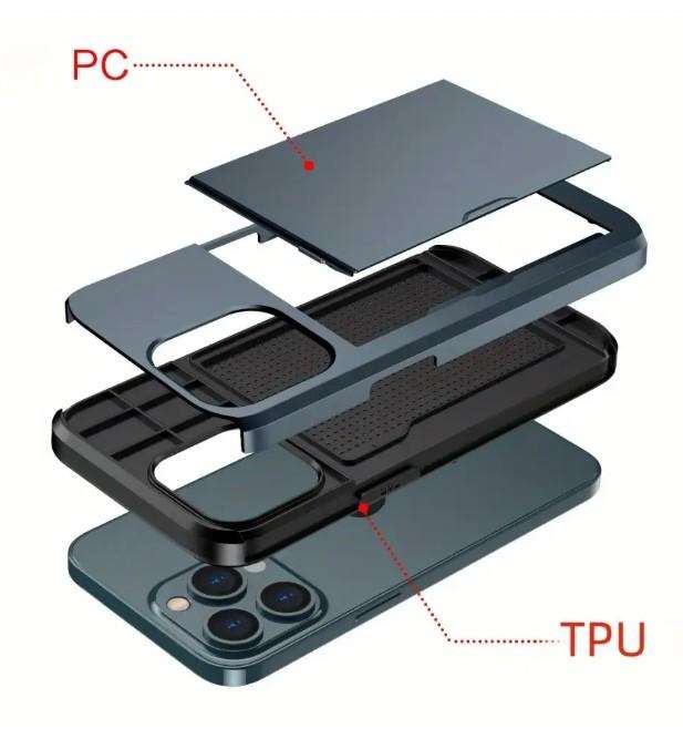 Phone Case For iPhone 7 or 8 Plus With Card Slot-Blue