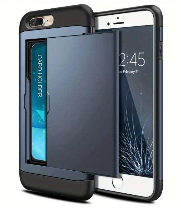 Phone Case For iPhone 7 or 8 Plus With Card Slot-Blue