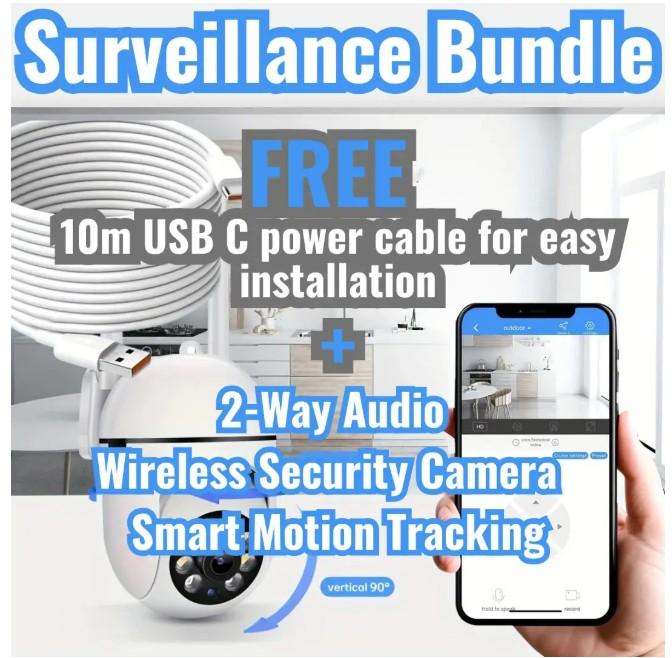 JOOAN 2-Way Audio Wireless Security Camera + 10m USB power cable