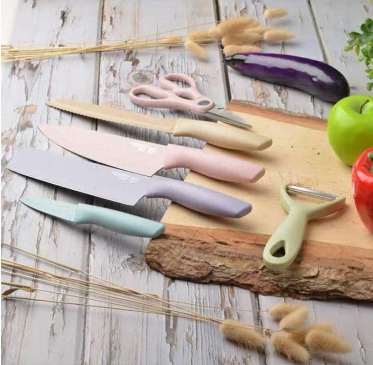 6 Pieces Non-Slip Corrugated Kitchen Knife Set