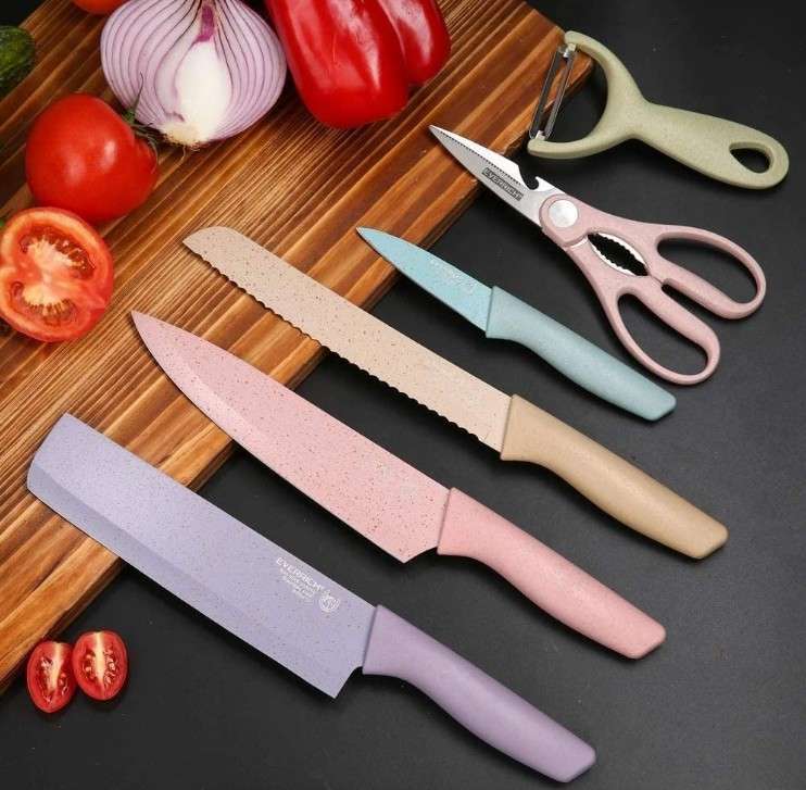 6 Pieces Non-Slip Corrugated Kitchen Knife Set
