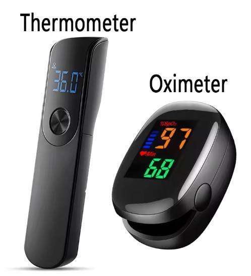 Digital Infrared Forehead Thermometer plus Fingertip Oximeter
