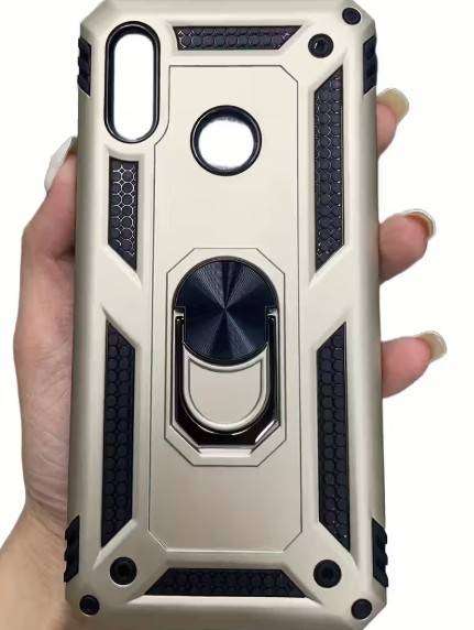 Silver - Ring Stand Armor Phone Case For Samsung A20S