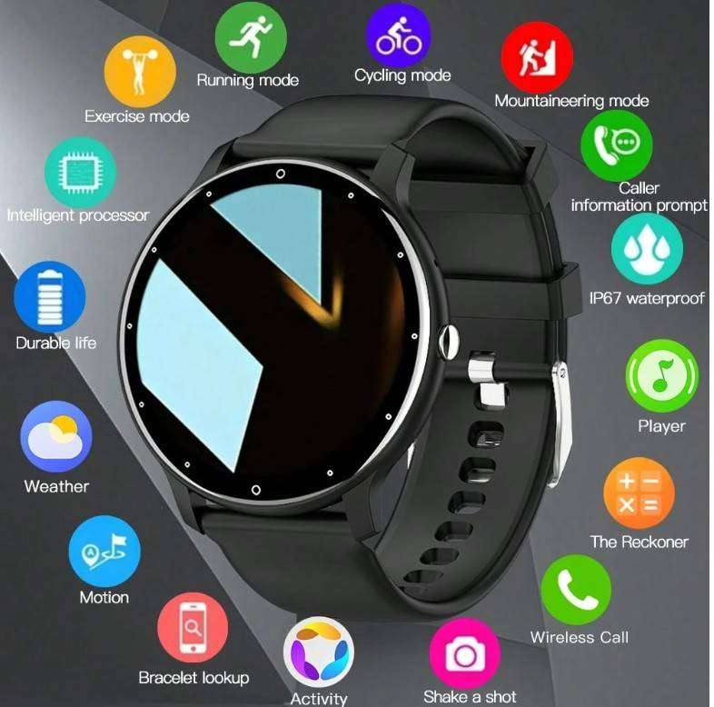 GT1 Smart Watch with Magnetic Charger -  Black
