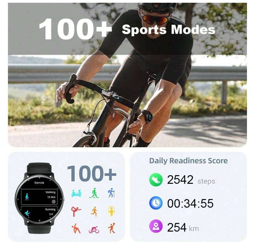 GT1 Smart Watch with Magnetic Charger -  Black