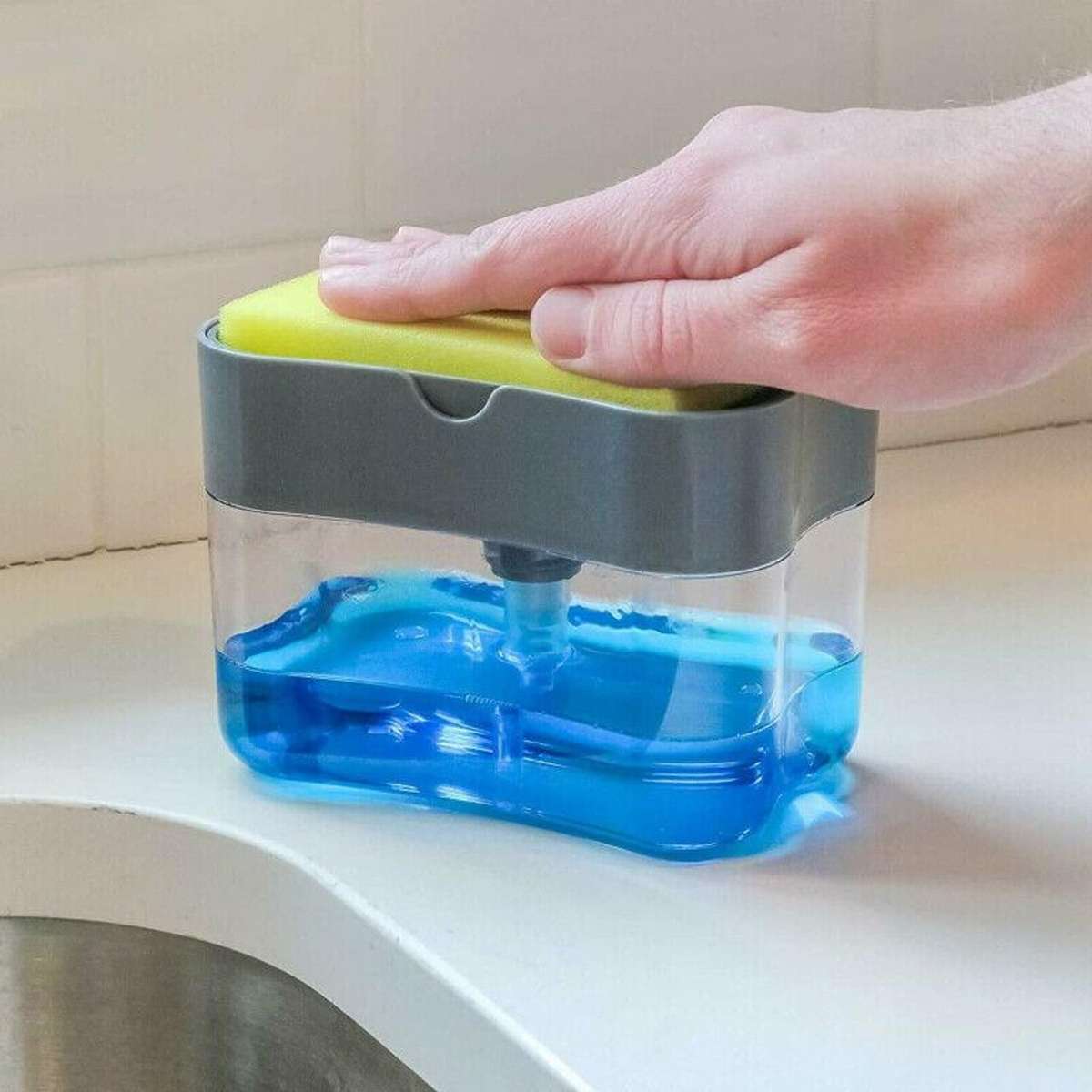 Dish soap dispenser (includes free sponge)