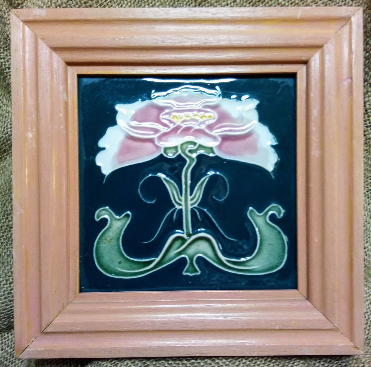 Stunning set of framed art nouveau style tiles
