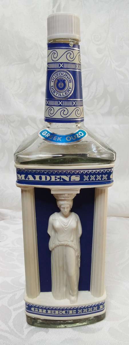 Vintage Greek Maidens ouzounis bottle