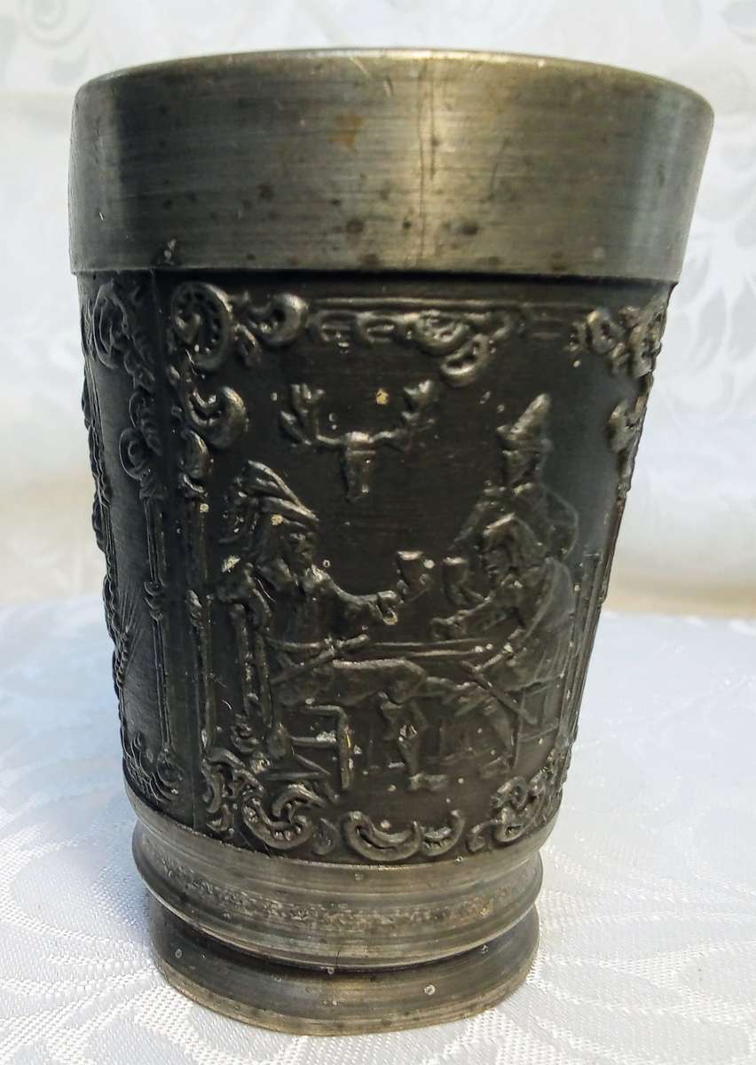 Vintage German REIN ZINN pewter cup, in well used condition