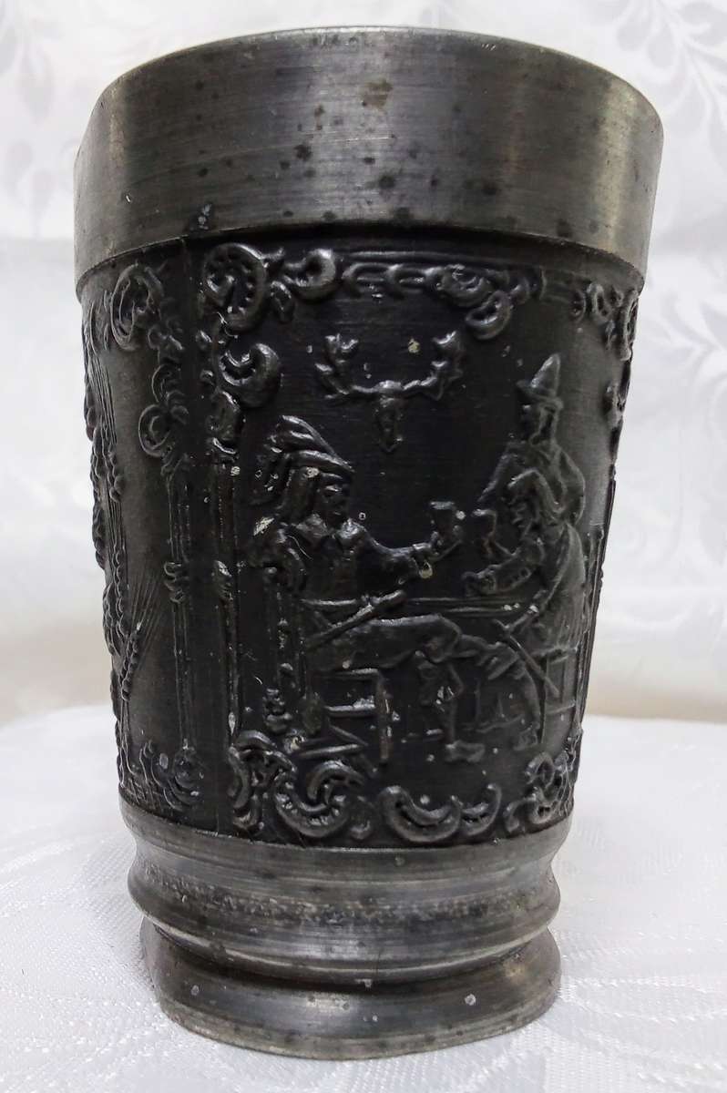Vintage German REIN ZINN pewter cup, in well used condition