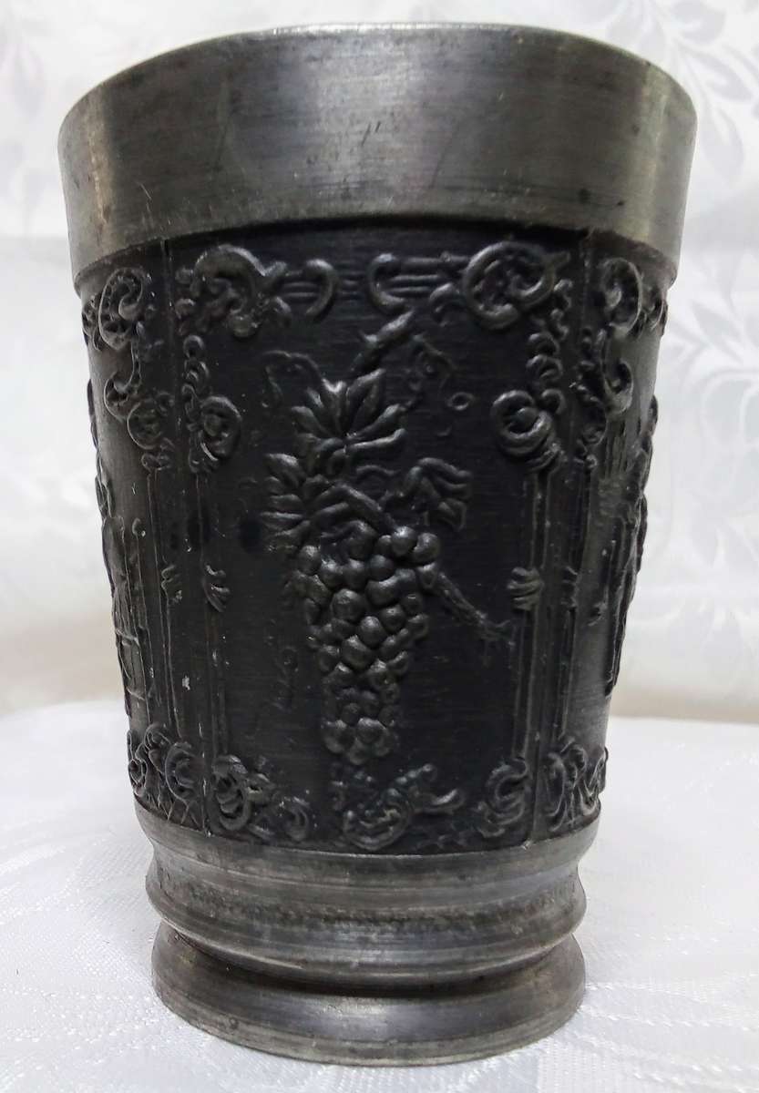 Vintage German REIN ZINN pewter cup, in well used condition