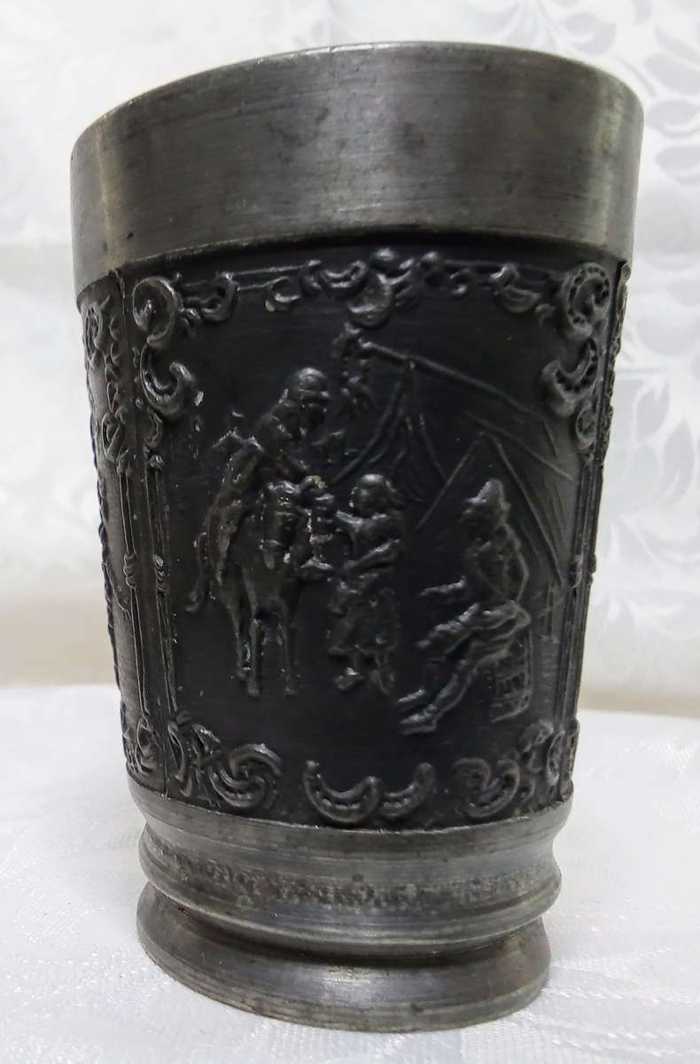 Vintage German REIN ZINN pewter cup, in well used condition