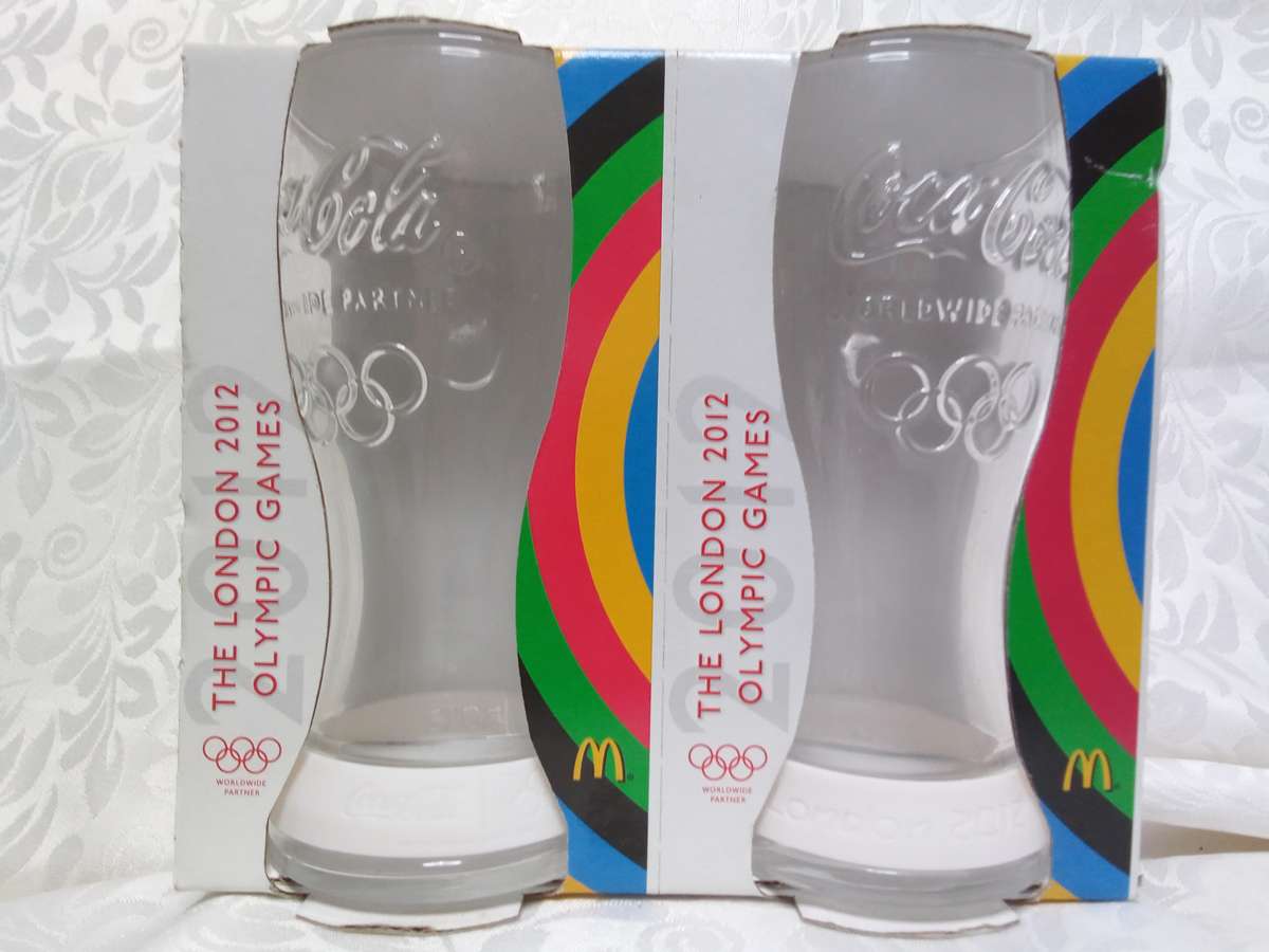Collectable Coca-Cola drinking glasses - White band - Olympics 2012 (Europe)