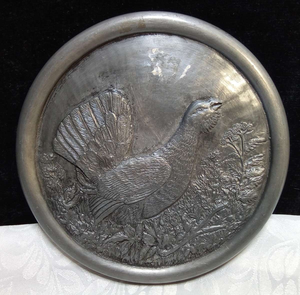 Charming vintage pewter wall hanging