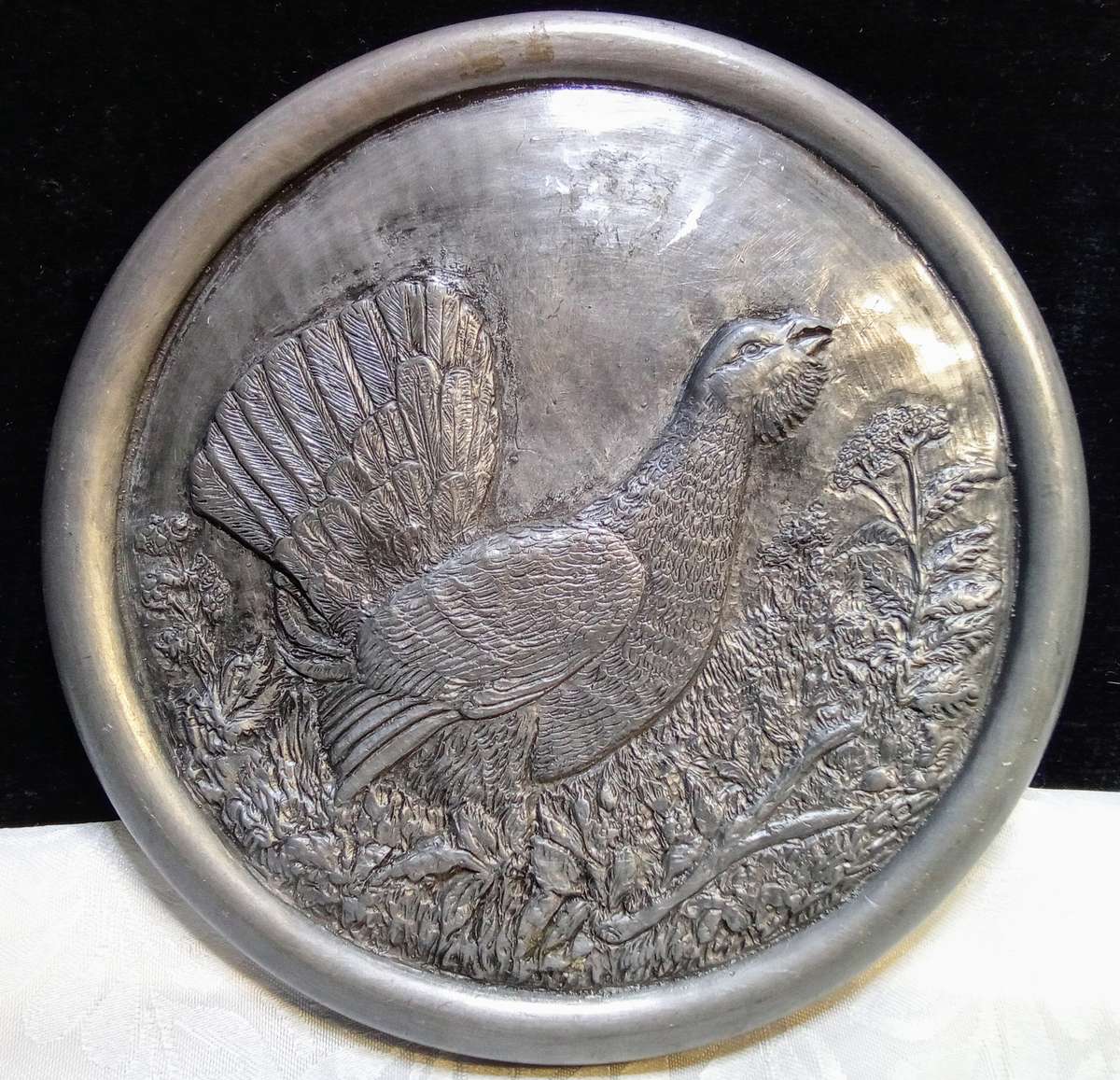 Charming vintage pewter wall hanging