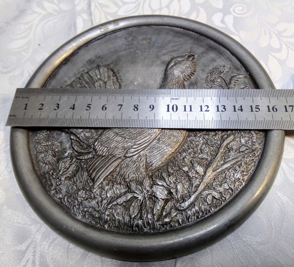 Charming vintage pewter wall hanging