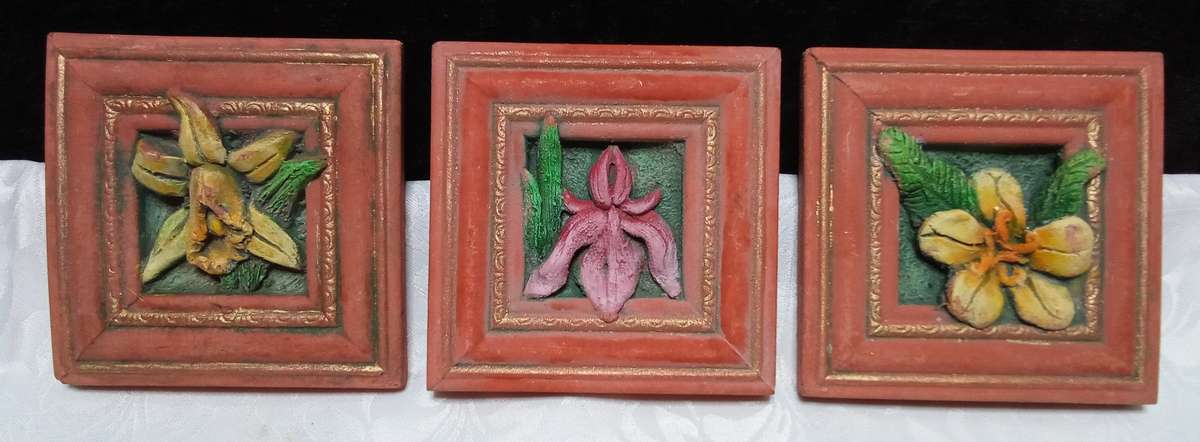 Three cut ceramic wall tiles