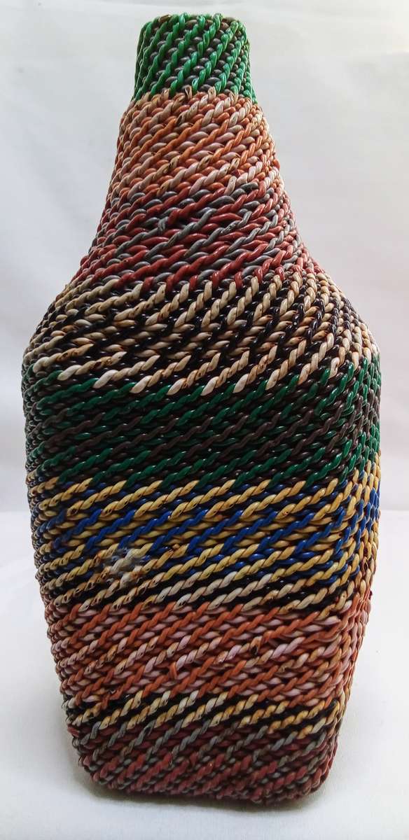 Lovely vintage woven wire bottle